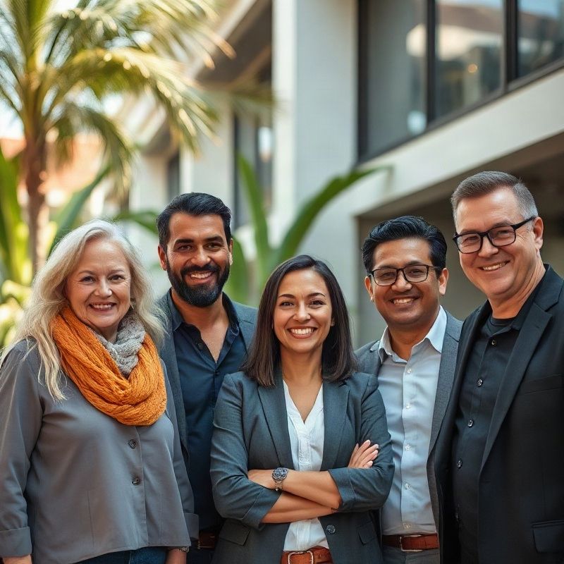 Retrato da equipe familiar da Craftfieldv em Porto Alegre